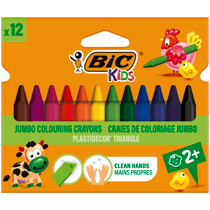 Pochette de 12 craies de coloriage - Plastidecor Triangle - Bic Kids