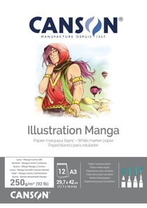 CANSON Illustration BD, Manga, Comics - Bloc à dessins - A3 - 12 feuilles