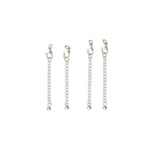 Fermoirs mousquetons avec chaîne x4 - 12 mm - Acier inoxydable argenté - Créalia