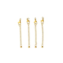 Fermoirs mousquetons avec chaîne x4 - 10 mm - Acier inoxydable doré - Créalia