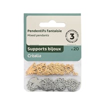 Pendentifs fantaisie x20 - Acier inoxydable argenté et doré - Créalia