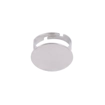 Bague ajustable plateau - 20 mm - Acier inoxydable argenté - Créalia