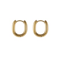 Boucles d'oreilles créoles ovales - 16 x 15 mm - Acier inoxydable doré - Créalia