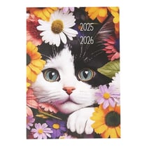 Agenda scolaire 2025/2026 - 12x17 cm - Chat fleurs - Cultura