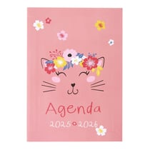 Agenda scolaire 2025/2026 - 12x17 cm - Chat rose - Cultura