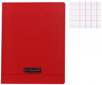 1 cahier polypro 17x22 cm - 48 pages - rouge - grands carreaux