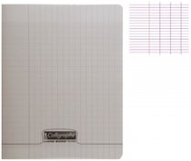 1 cahier polypro 17x22 cm - 48 pages - gris - grands carreaux