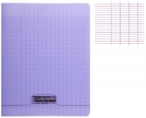 1 cahier polypro 17x22 cm - 48 pages - violet - grands carreaux