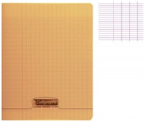 1 cahier polypro 17x22 cm - 48 pages - orange - grands carreaux
