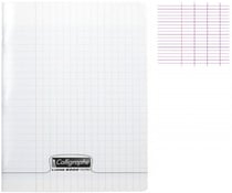 1 cahier polypro 17x22 cm - 48 pages - transparent - grands carreaux