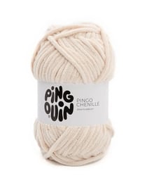 Pelote de fil à tricoter 100 % polyester - Pingouin - Pingo Chenille - Vanille