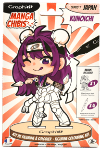 Kit de figurine à colorier Graph'it - Manga chibis Kunoichi - inclus 4 marqueurs à alcool GRAPH’IT