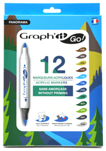 Lot de 12 marqueurs acryliques pointe double - Graph’it Go - Panorama