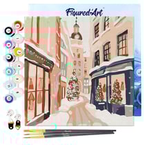 Peinture au numéro Figured'Art - Allée de Noël enneigée - 20 x 20 cm