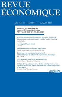 Revue Economique n.76 : Avancées de la recherche en microéconomie appliquée à l'occasion des XL JMA (Lile 2024)