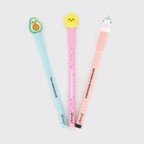 Lot de 3 stylos effaçables Mr Wonderful - Bobo Licorne, Etoile et Avocat - Pointe moyenne