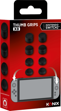 Lot de 8 grips Konix pour Joy-con Nintendo Switch 2- Noir