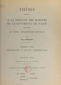 Microscopie à haute température - Suivi de Propositions données par la Faculté : les masers optiques