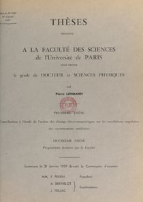 Contribution à l'étude de l'action des champs électromagnétiques sur les corrélations angulaires des rayonnements nucléaires - Thèse présentée à la Faculté des sciences de l'Université de Paris pour obtenir le grade de Docteur ès sciences physiques. Su...