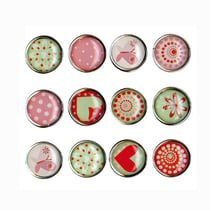 Graine Créative - Magnet époxy mini Ø12mm Coeur et motifs 12 pièces