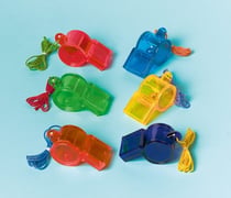 12 sifflets multicolores