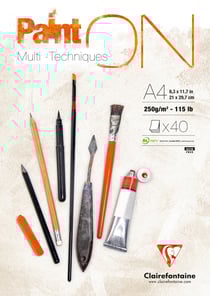 Bloc multi-technique Paint'On - format A4 40 feuilles - papier 250g blanc