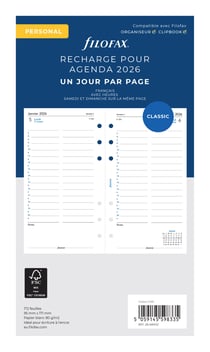 Recharge pour agenda semainier 2026 Filofax - Personnal