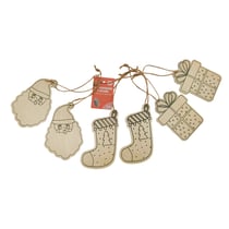 Lot de 6 suspensions de Noël en bois