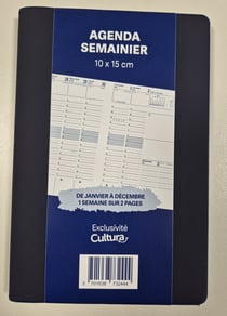 Agenda civil semainier 2026 La Plume Dorée - 10 x 15 cm - Marine - Exclusivité Cultura