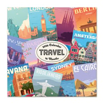 Calendrier mural 2026 - Voyages - 30 x 30 cm