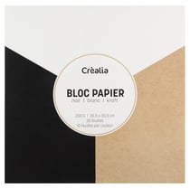 Bloc de papier noir - blanc kraft 30 feuilles - 30,5 x x30,5 cm - 200 g/m² - Créalia