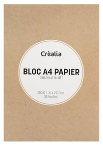 Bloc A4 de papier couleur kraft - 30 feuilles - 200 g/m² - Créalia