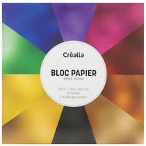 Bloc de papier multicolore effet miroir 30 feuilles - 3 feuilles par couleur - 30,5 x 30,5 cm - 200 g/m² - Créalia