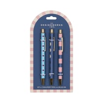 Lot de 3 stylos bille Designworks - Eye, moon, stripe - Noir - Pointe moyenne