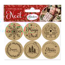 Lot de 6 tampons ronds Aladine - Magie de Noël - Bois
