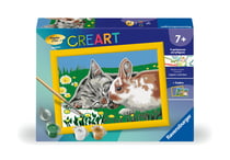 Peinture au numéro Ravensburger - CreAart  - Chaton et son compagnon le lapin - 19 x 14 cm