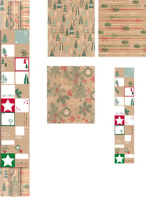 Lot de 3 rouleaux de papier cadeau - nature kraft + 20 étiquettes