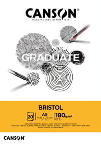 Bloc de 20 feuilles de papier bristol Graduate - Canson - A5 - 180 g/m²