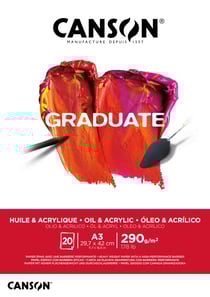 Bloc huile & acrylique Canson - Blanc - A3 29,7 x 42 cm - Graduate - 20 feuilles - 290 g/m²