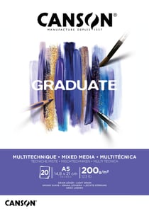 Bloc multitechnique - Blanc - A5 14,8 x 21 cm - Graduate - 20 feuilles - 200 g/m²