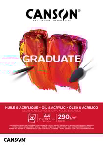 Bloc huile & acrylique Canson - Blanc - A4 21 x 29,7 cm - Graduate - 20 feuilles - 290 g/m²