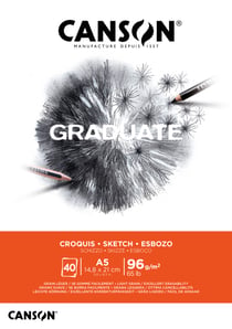 Bloc à croquis Canson - Blanc - A5 14,8 x 21 cm - Graduate - 40 feuilles - 96 g/m²
