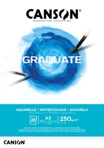 Bloc aquarelle Canson - Blanc - A3 29,7 x 42 cm - Graduate - 20 feuilles - 250 g/m²