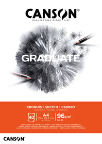 Bloc à croquis Canson - Blanc - A4 21 x 29,7 cm - Graduate - 40 feuilles - 96 g/m²