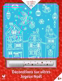 Décorations sur vitres Joyeux Noël - pochette avec feutre sous blister + crochet