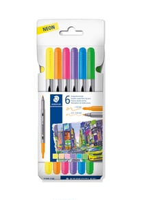 Lot 6 feutres de coloriage - STAEDTLER - Couleurs fluos assorties - 3200
