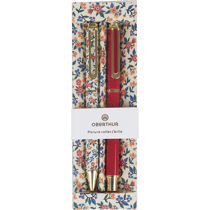 Parure Oberthur - Carnet + 2 stylos bille - Rouge