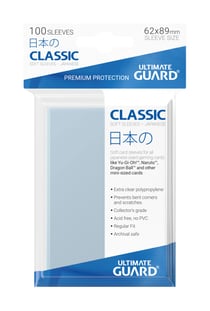 Lot de 100 pochettes de protection pour cartes Ultimate Guard - Classic Soft Sleeves - Format japonais - Transparent
