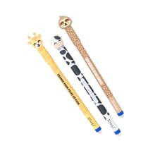 Set de 3 stylos effaçables Mr Wonderful - Bo-Bo - Bleu - Girafe, vache et paresseux