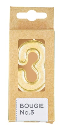 Bougie chiffre 3 Kim'Play - Doré
